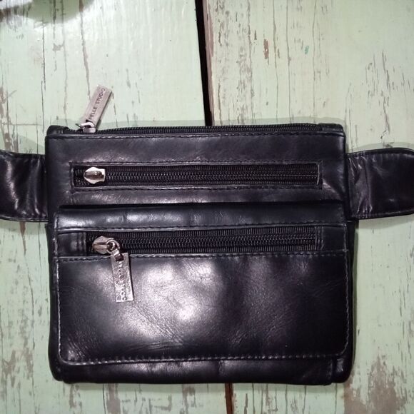 Wilson's Leather Pelle Studio Fanny Pack Black Adjustable Strap Multiple Pockets - Picture 7 of 9